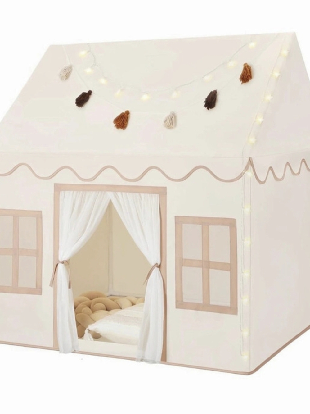 New Little Dove Kids Play Tent with Mat, Star Lights & Tassel Garland